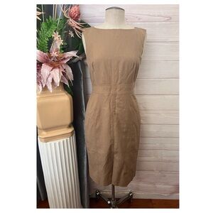 A1-- NWT brown ANN TAYLOR women's sleeveless front slit wool blend dress 4